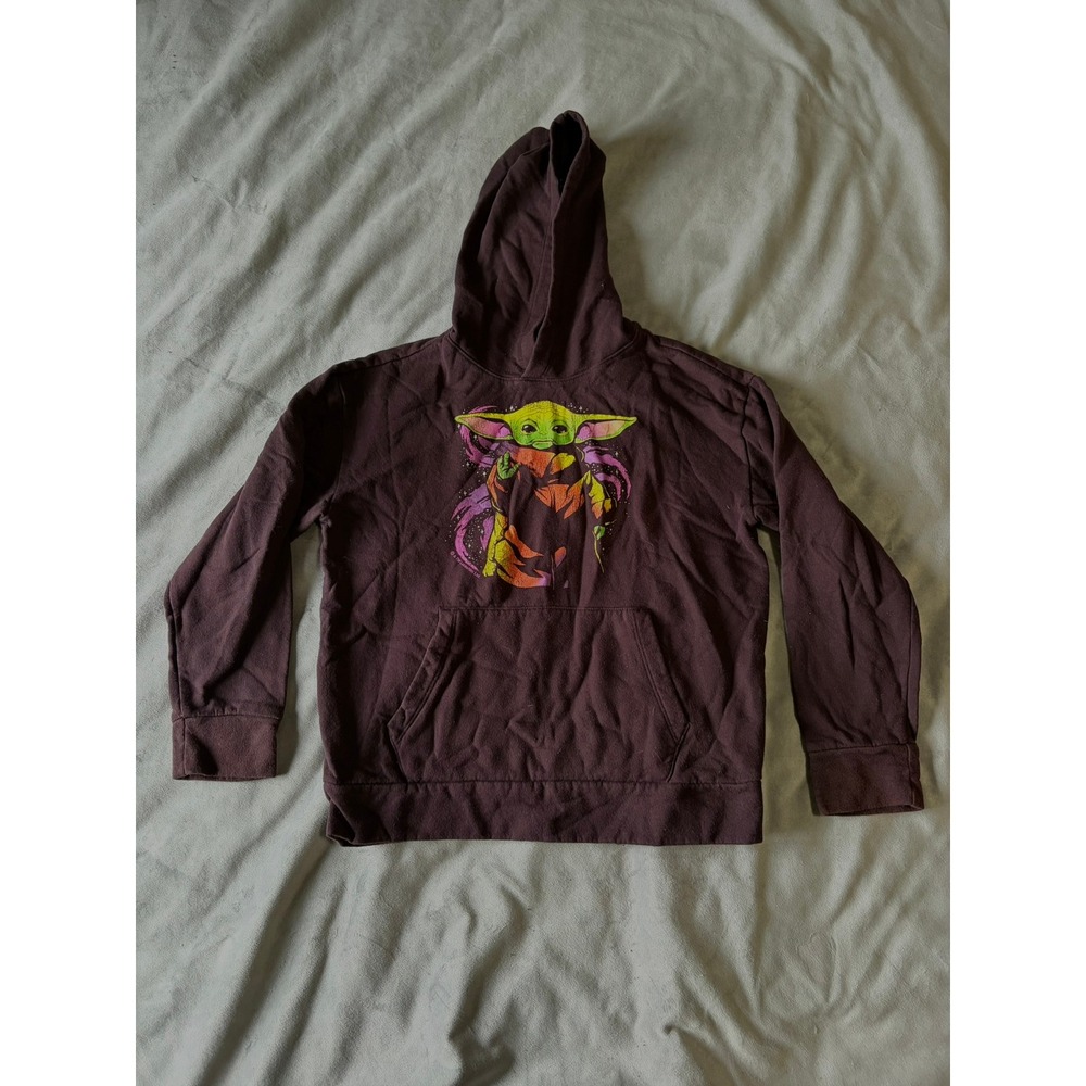 Star Wars Grogu The Child Hoodie Maroon Burgundy Baby Yoda Graphic Pullover XL